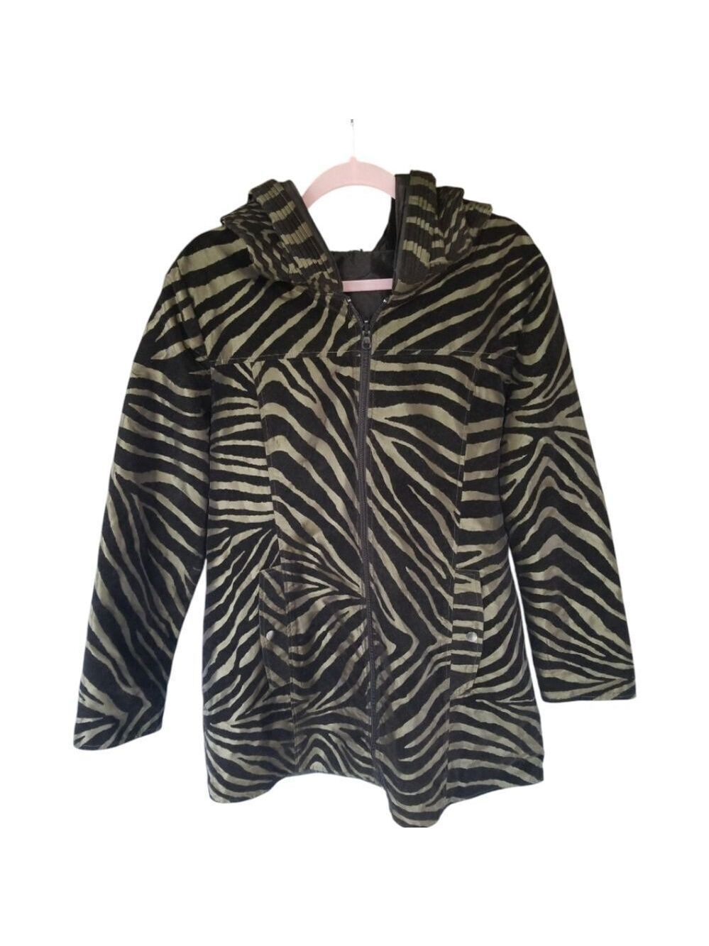 UbU Black Flocked Zebra Print Jacket Gold Metallic Size Large